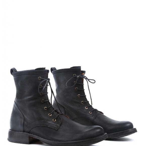 Fiorentini Baker Men Black Distressed Leather Lace Up Boots Italy Size US 9 - Picture 8 of 11